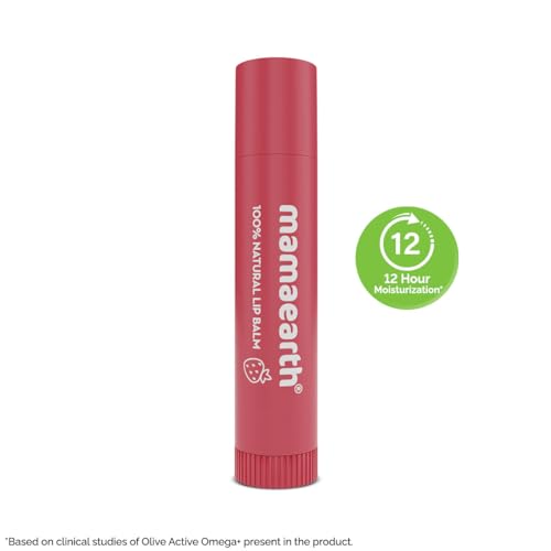 Mamaearth Nourishing Tinted 100% Natural Lip Balm With Vitamin E And Strawberry - 4 G|12-Hour Moisturization|Naturally Red Lips|For Dry&Chapped Lips|Natural Tint|Brightens Lips|Tinted Lip Balm