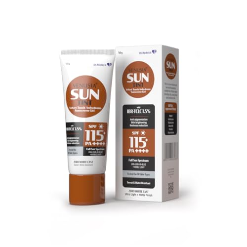 Venusia Tinted sunscreen SPF115I Full spectrum protection I UVA, UVB, Blue light protect I with Anti-oxidant I Sweat & water resistant I No white cast I clinically tested for all skin types I 50 g