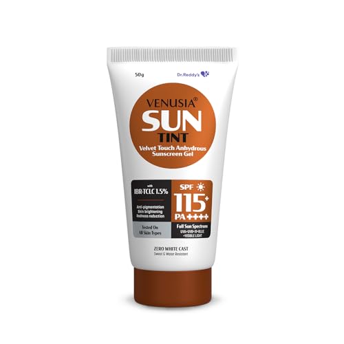 Venusia Tinted sunscreen SPF115I Full spectrum protection I UVA, UVB, Blue light protect I with Anti-oxidant I Sweat & water resistant I No white cast I clinically tested for all skin types I 50 g