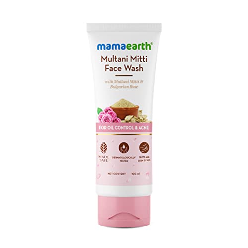 Mamaearth Multani Mitti Face Wash with Multani Mitti & Bulgarian Rose For Oil Control & Acne - 100 ml | Suits All Skin Types | Hydrating & Gentle | Paraben-Free | No Silicones | Sulphate-Free