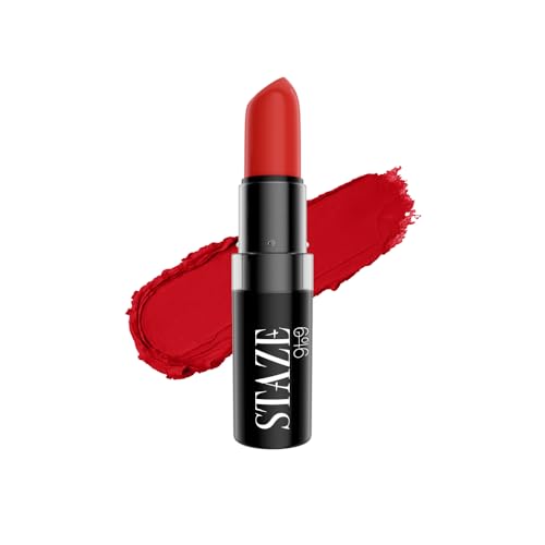 Staze 9to9 Velvet Kiss Matte + Intense Color Lipstick |12H Long Stay | Non-drying Formula | Matte Finish |Lightweight & Comfortable | 04 Red Set Go | 3.8g