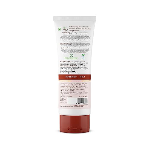 Mamaearth Bye Bye Blemishes Face Wash with Mulberry and Vitamin C for Even Skin Tone - 100 ml Gently Cleanses | Reduces Dark Spots | Brightens Skin | Reduces Pigmentation | Niacinamide