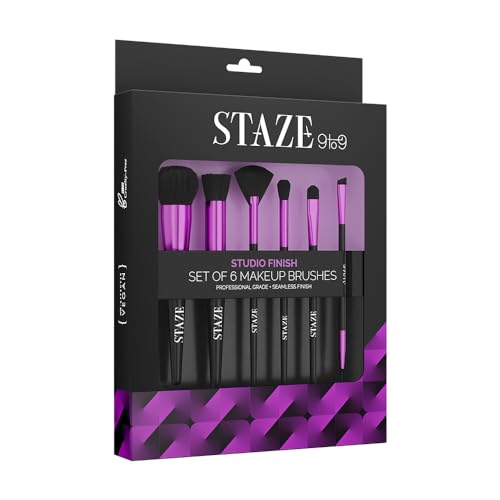 Staze 9to9 Studio Finish Professional Grade + Seamless Finish Set of 6 Makeup Brushes