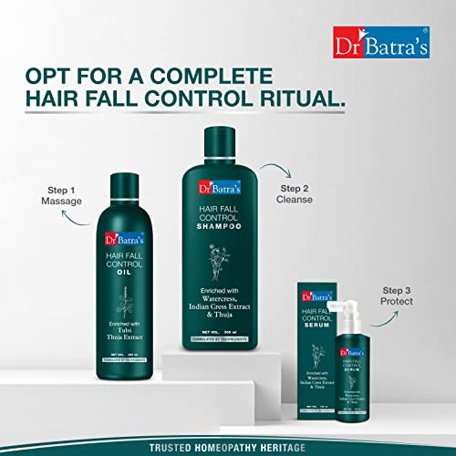 Dr Batra's Hair Fall Control Oil, Hair oil for Healthier scalp, Enriched with Thulsi, Brahmi & Thuja, Controls damaged scalp,Hair oil for nourishment (200ml)