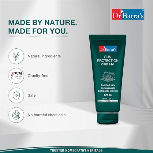 Dr Batra's Sun Protection Cream spf 30 Sunscreen - 100g, Enriched with Echinacea, Suitable for Indian condition, Prevention from skin ageing, Product for Women