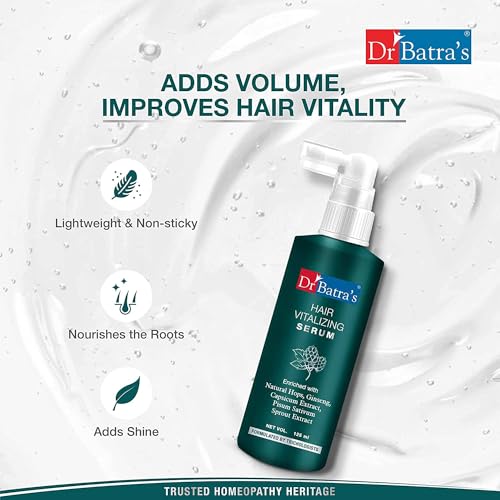 Dr Batra's Hair Vitalizing Serum, Enriched with essential vitamins, Ginseng, Capsicum, Reduces Irritability, Healthy scalp & Radiant look, Safe, Tricologists recommended (125ml)