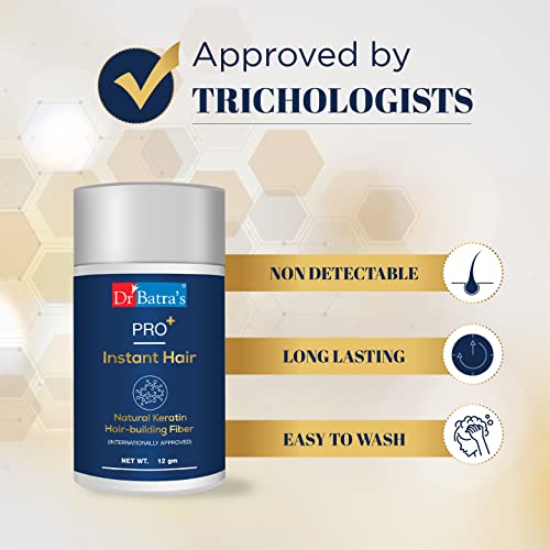 Dr Batra's Pro Instant Hair Natural Keratin Hair Building fibre (Internationally Approved)- Dark Brown, Highly enriched with Pure Corn & Natural Fiber, Covers bald spots, For Thick Hair, Suitable for Men & Women