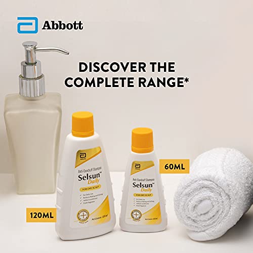 Abbott Selsun Selsun Daily Anti Dandruff Shampoo, Clears Away Dandruff Flakes, Relieves From Dandruff Related tching, Conditions Hair (Pack Of 3, 120Ml Each)