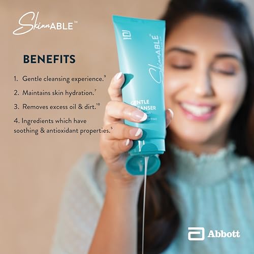 Abbott Skinnable Gentle Cleanser with Niacinamide, licorice glycolic extract, glycerin, Glyceryl laurate, Lactic acid, pH balanced, Paraben free, Soap free, anti-acne facewash for Women & Men 100ml