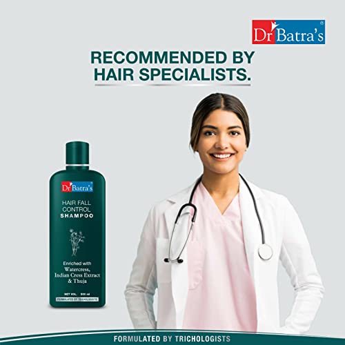 Dr Batra's Hair Fall Control Shampoo Enriched With Watercress, Indian Cress extract and Thuja, Anti Hair Fall Shampoo for both Men & Women (500ml, Pack of 1)