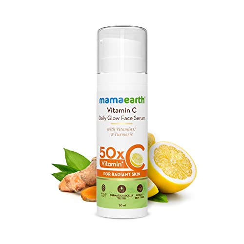 Mamaearth Vitamin C Daily Glow Face Serum for Men & Women - Vitamin C Serum for Glowing Skin, Oily Skin & Dark Spots, With 50x Vitamin C -30ml