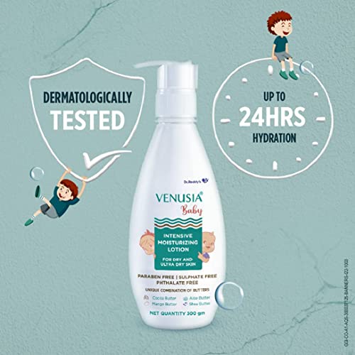 VENUSIA Dr Reddy's Venusia Baby Intensive Moisturizing Lotion for Dry and Ultra Dry Skin Contains Cocoa, Aloe, Mango & Shea Butters, 300g