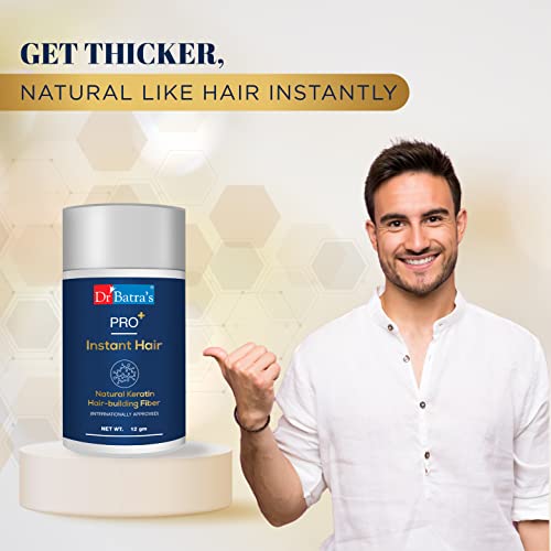 Dr Batra's Pro Instant Hair Natural Keratin Hair Building fibre (Internationally Approved)- Dark Brown, Highly enriched with Pure Corn & Natural Fiber, Covers bald spots, For Thick Hair, Suitable for Men & Women