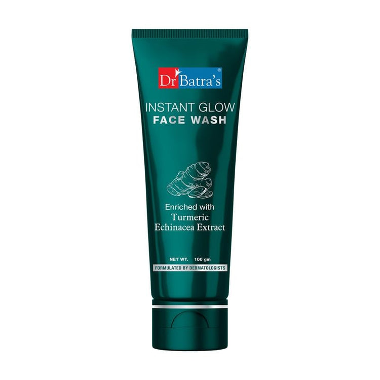 Dr Batra's Instant Glow Face Wash, Enriched with Echinacea & Turmeric, Repairs Skin Damage, Prevents infections, Face Wash for Skin Complexion & Glowing skin, Paraben & Silicone free(100g)