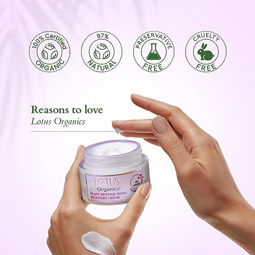 Lotus Organics+ Bakuchiol Plant Retinol Recovery Night Cream | Reduces Fine Lines & Wrinkles | Certified Organic | 50g