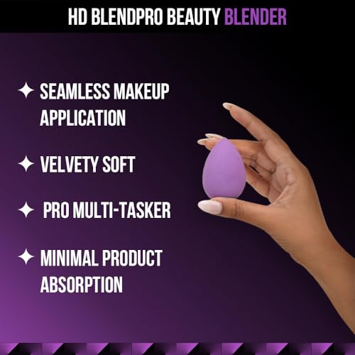 Staze 9to9 HD BlendPro Beauty Blender Velvety Soft, Latex-free & Resuable sponge | For Seamless Makeup Application | Puff for senstive & all skin type | 01 Teardrop