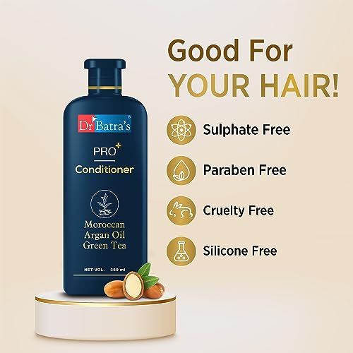 Dr Batra's PRO Conditioner 350ml Each, Enriched with Moroccan Argan Oil, Green Tea, Vitamin B, For Healthy & Soft Hair, Damage Repair, SLS & Paraben free (350 ml)