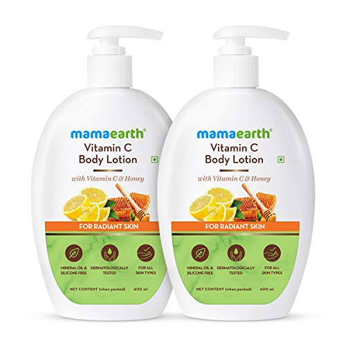 Mamaearth Vitamin C Body Lotion For Women And Men, Body Lotion For Dry Skin - Pack of 2 (400 ml * 2)