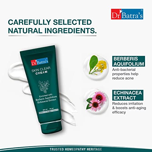 Dr Batra's Skin Clear Cream, Enriched with Berberies Aquifolium and Echinacea, Formulated with naturals, SLS & Paraben free, Cream for smooth & supple skin (100g)