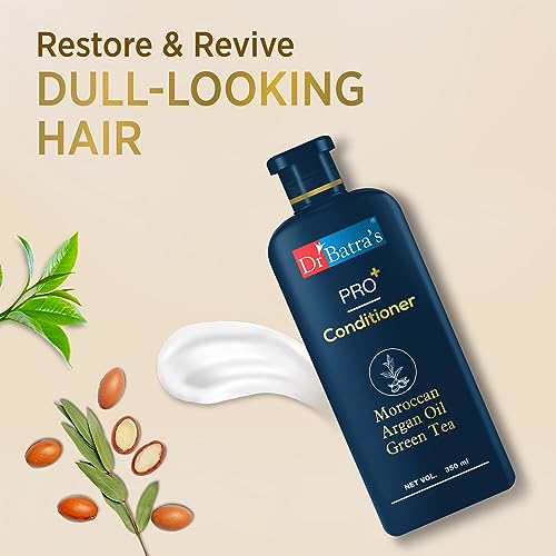 Dr Batra's PRO Conditioner 350ml Each, Enriched with Moroccan Argan Oil, Green Tea, Vitamin B, For Healthy & Soft Hair, Damage Repair, SLS & Paraben free (350 ml)