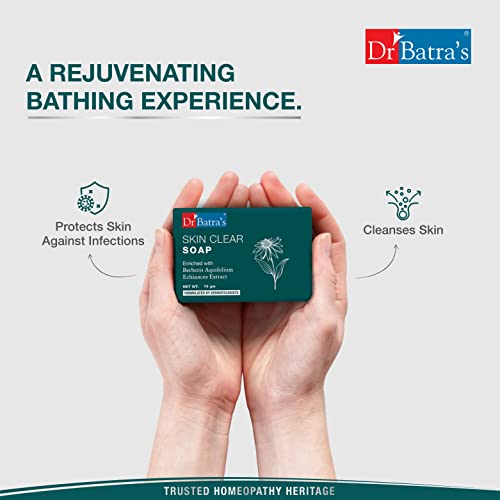 Dr Batra's Skin Clear Soap, Enriched with Berberies Aquifolium, Tea Tree Oil & Echinacea, relief from itching, scaling, burning, redness and irritation (75g)