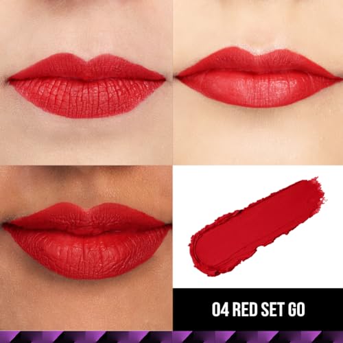 Staze 9to9 Velvet Kiss Matte + Intense Color Lipstick |12H Long Stay | Non-drying Formula | Matte Finish |Lightweight & Comfortable | 04 Red Set Go | 3.8g