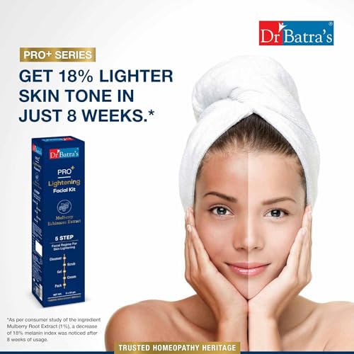 Dr Batra's PRO+ Lightening Facial Kit, Enriched with Echinacea extracts & B3, Reduces Blemishes, Face Wash for Clean Skin, Protection from Sun Damage, Moisturized Skin (250g)