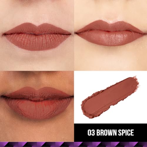 Staze 9to9 Velvet Kiss Matte + Intense Color Lipstick | 12H Long Stay | Non-drying Formula | Matte Finish | Lightweight & Comfortable |03 Brown Spice | 3.8g