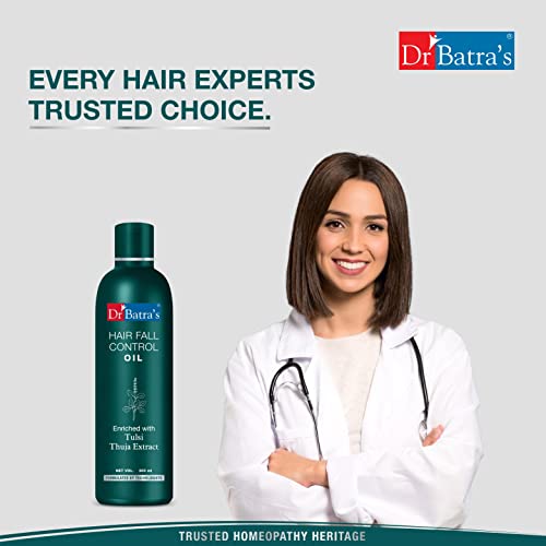 Dr Batra's Hair Fall Control Oil, Hair oil for Healthier scalp, Enriched with Thulsi, Brahmi & Thuja, Controls damaged scalp,Hair oil for nourishment (200ml)