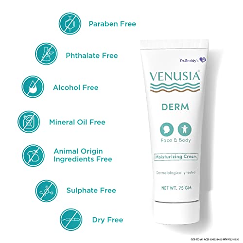 VENUSIA Dr Reddy'S Derm Moisturizing Lotion For Face And Body,Repairs And Nourishes Dry Skin,Relieves Minor Itching And Irritation,Moisturization And Hydration That Lasts Up To 10 Hours,Pack of 1