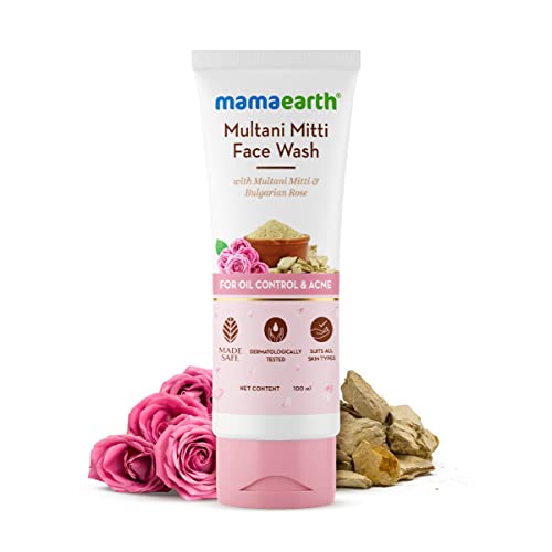 Mamaearth Multani Mitti Face Wash with Multani Mitti & Bulgarian Rose For Oil Control & Acne - 100 ml | Suits All Skin Types | Hydrating & Gentle | Paraben-Free | No Silicones | Sulphate-Free