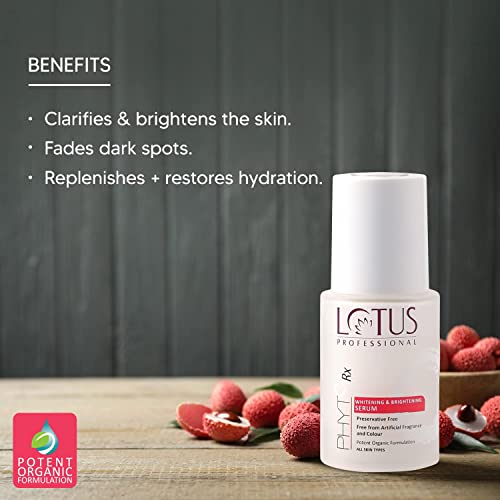 Lotus PHYTORx Whitening & Brightening Serum | Moisturising | Skin Clarifying | Dark spots & Pigmentation | Paraben Free | Cruelty Free | 30 ml