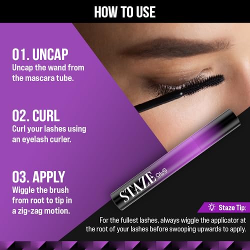 Staze 9to9 All Eyes on You Tubing Mascara | High Impact Volumizing mascara | Clump-resistant, easy to remove | Smudgeproof & Waterproof | Intense Black Color | 5ml