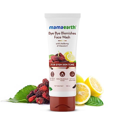 Mamaearth Bye Bye Blemishes Face Wash with Mulberry and Vitamin C for Even Skin Tone - 100 ml Gently Cleanses | Reduces Dark Spots | Brightens Skin | Reduces Pigmentation | Niacinamide