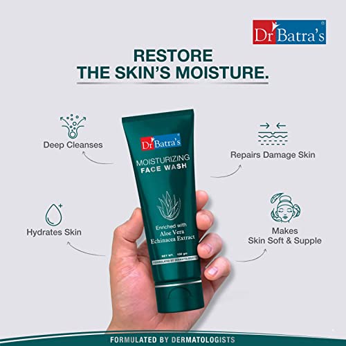 Dr Batra's Moisturizing Facewash, Enriched with Aloe Vera, Face Wash for Balanced & Supple skin, Protection from impurities, Suitable for adults (100g)