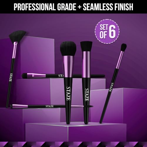 Staze 9to9 Studio Finish Professional Grade + Seamless Finish Set of 6 Makeup Brushes