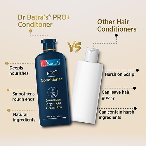 Dr Batra's PRO Conditioner 350ml Each, Enriched with Moroccan Argan Oil, Green Tea, Vitamin B, For Healthy & Soft Hair, Damage Repair, SLS & Paraben free (350 ml)