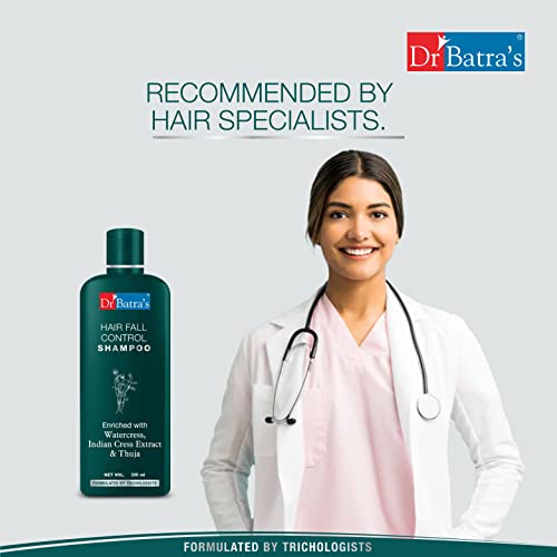 Dr Batra’s Hair Fall Control Shampoo, Herbal Shampoo for Hair Fall, Paraben, SLES, Silicone Free, Best Shampoo For Hair (200 ml, Pack of 1+B148)