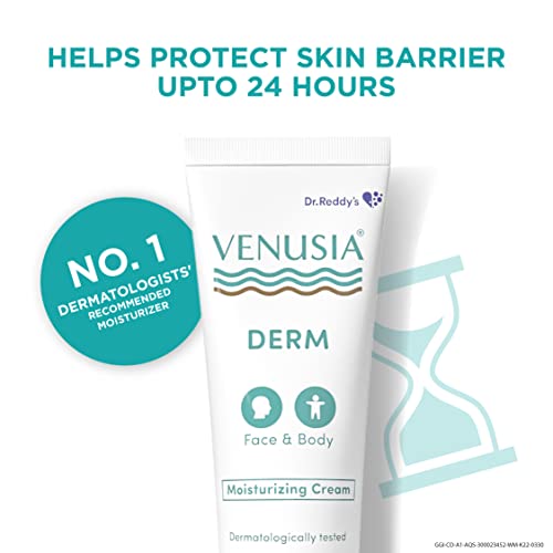 VENUSIA Dr Reddy'S Derm Moisturizing Lotion For Face And Body,Repairs And Nourishes Dry Skin,Relieves Minor Itching And Irritation,Moisturization And Hydration That Lasts Up To 10 Hours,Pack of 1