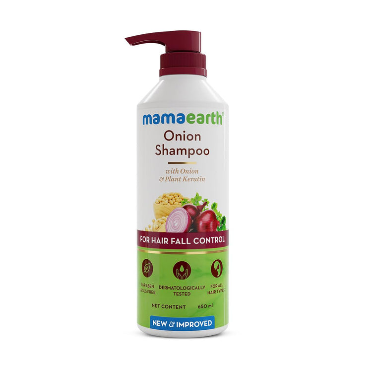 Mamaearth Onion Shampoo for Hair Fall Control & Hair Growth with Onion & Plant Keratin - 650 ml