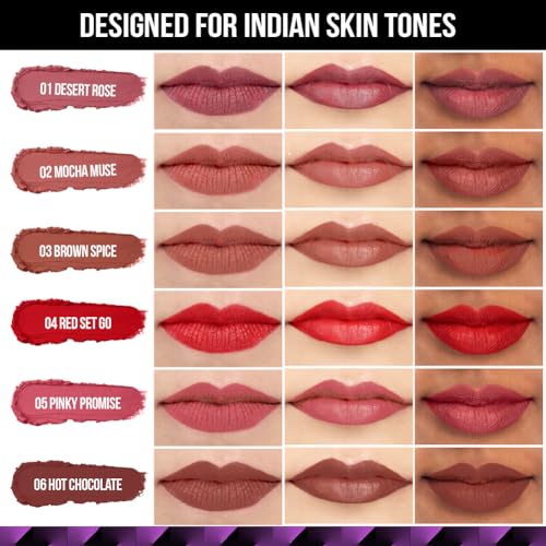 Staze 9to9 Velvet Kiss Matte + Intense Color Lipstick|12H Long Stay | Non-drying Formula | Matte Finish | Lightweight & Comfortable | 01 Desert Rose | 3.8g