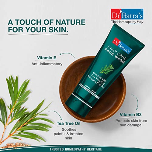 Dr. Batra's Tea Tree Daily Care Face Wash, Enriched with Vitamin E & B3, Face Wash for Clear Skin, Pimple free, Suitable for all skin (200g)