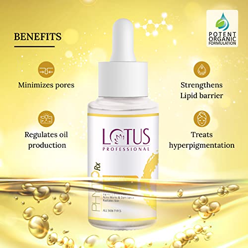 Lotus Professional PhytoRx Niacinamide + Vitamin C Booster Serum | Lightens Acne Marks, Dark Spots & Blemishes | For All Skin Types | 30ml