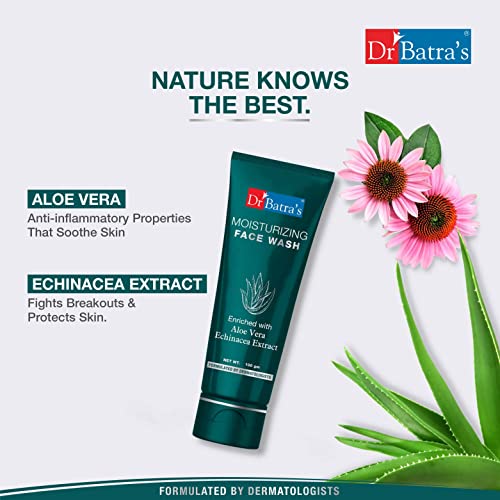 Dr Batra's Moisturizing Facewash, Enriched with Aloe Vera, Face Wash for Balanced & Supple skin, Protection from impurities, Suitable for adults (100g)