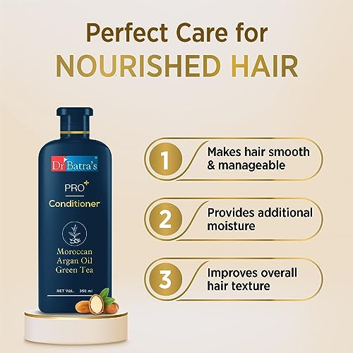 Dr Batra's PRO Conditioner 350ml Each, Enriched with Moroccan Argan Oil, Green Tea, Vitamin B, For Healthy & Soft Hair, Damage Repair, SLS & Paraben free (350 ml)