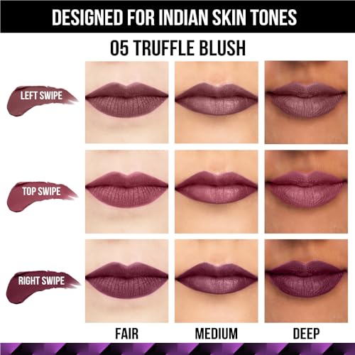 Staze 9To9 Love Tri-Angle 3 In 1 Matte Lipstick |3 Unique Shades In 1 | Transfer-Proof | 12 H Longstay | Non Drying Formula With Intense Color Payoff | 05 Truffle Blush | 3.8 G