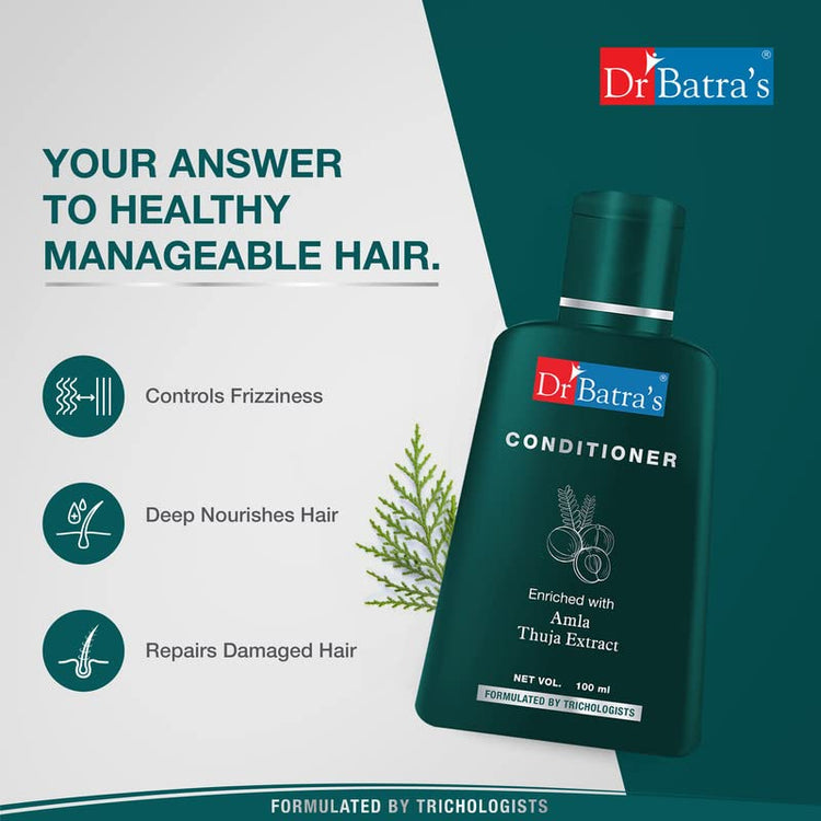 Dr Batra's Hair Conditioner, Composed with rarest & nature's best ingredients, Enriched with Garcinia Indica, Conditioner for frizz control, No harsh chemicals - 100 ml