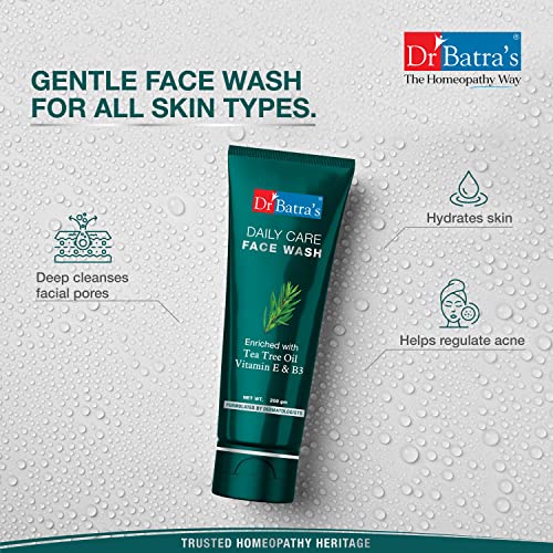 Dr. Batra's Tea Tree Daily Care Face Wash, Enriched with Vitamin E & B3, Face Wash for Clear Skin, Pimple free, Suitable for all skin (200g)