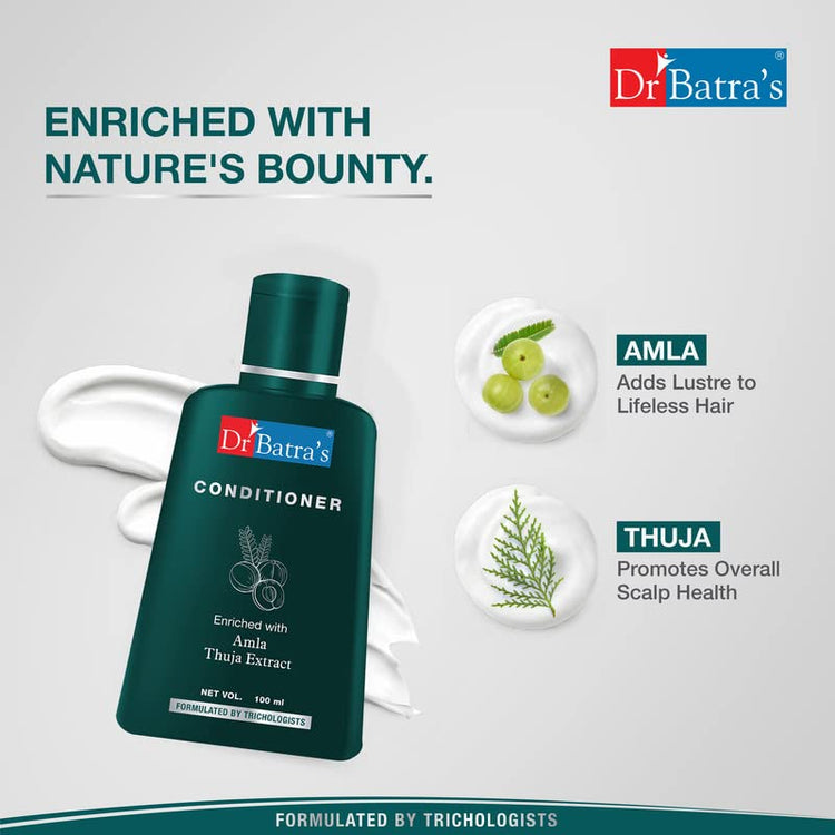 Dr Batra's Hair Conditioner, Composed with rarest & nature's best ingredients, Enriched with Garcinia Indica, Conditioner for frizz control, No harsh chemicals - 100 ml