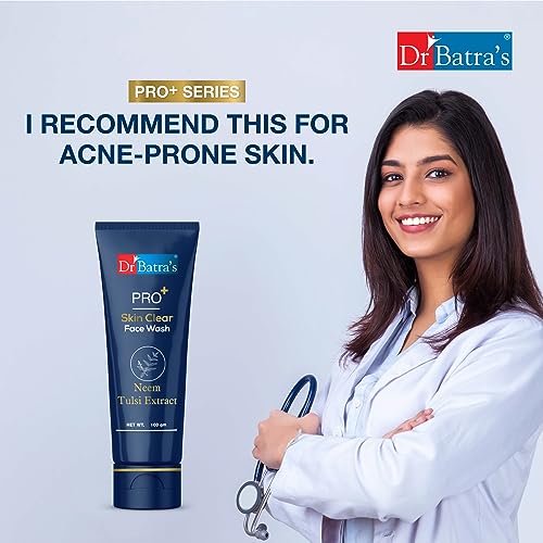 Dr Batra's PRO +Skin Clear Face wash 100 gm | Enriched WithTulsi|Neem|Aloe Vera Juice Gel Extracts| Anti-bacterialhealthy skin| Sulphate, Silicone & Soap Free| Face Wash for Clear Skin 100g